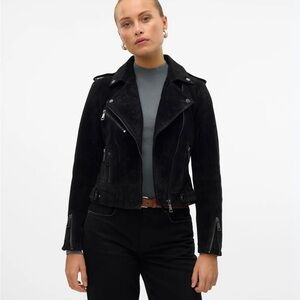 VERO MODA NWOT Black Velvet Moto Jacket Lined, Size M